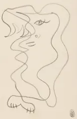 Jean Cocteau, Femeia-leu, creion pe hârtie
