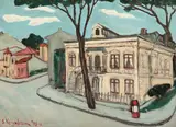 Spiru Vergulescu, Redacția ziarului Gazeta Oltului din Slatina, 1995, ulei pe carton
