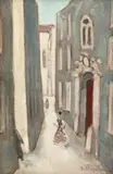 Spiru Vergulescu, Barcelona (Cartierul Gotic), ulei pe pânză