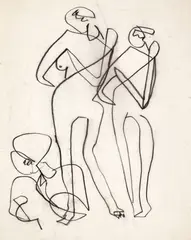 Cele trei grații by George Apostu, cărbune pe hârtie, sold Feb 2026
