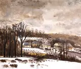 Sorin Ilfoveanu, Iarnă la Rădești, 1985, ulei pe pânză