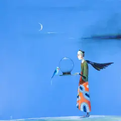 Călător cu lună by Ștefan Câlția, 2005, ulei pe pânză, offered Feb 2026
