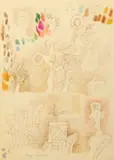 Benedict Gănescu, Timpul ruinelor, creioane colorate pe hârtie