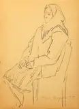 Angela Popa Brădean, Crochiu, 1958, cărbune presat pe hârtie