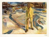 Edvard Munch, Muncitori iarna, cromolitografie