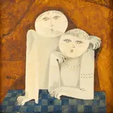 Samy Briss, A couple, 1971, ulei pe lemn