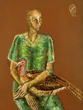 Ana Ruxandra Ilfoveanu, Femeie cu fazan, 1992, ulei pe pânză