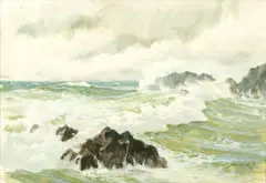 Dimitrie Știubei, Mare învolburată, 1979, guașă pe hârtie lipită pe carton