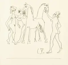 Îmblânzitoarele de cai by Constantin Piliuță, peniță pe hârtie, sold Jan 2026