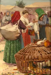 Carolus Pallya, Târg de animale, ulei pe placaj