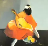 Corneliu Ionescu, Balerină cu chitară, 2022, ulei pe pânză