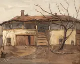 Cornelia Daniel Babic, Casă în strada Potcovari, cca. 1925, ulei pe carton