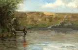 Arthur Mendel, La pescuit, 1894, ulei pe carton