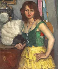 János Czencz, Tânără cu evantai, 1933-1935, ulei pe pânză