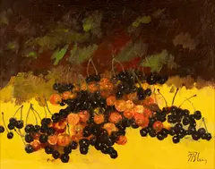 Cireșe by Nicolae Blei, ulei pe pânză, sold Jan 2026