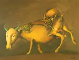 Georges Mazilu, La vache, acrilic pe pânză