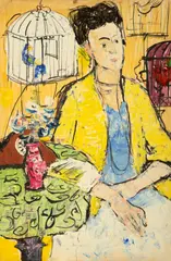 Doamna Weimberg by Mihai Gheorghe, 1973, ulei, acuarelă și guașă pe carton subțire, sold Jan 2026