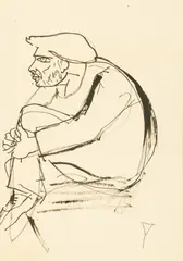 Așteptare by Constantin Piliuță, tuș pe hârtie, sold Jan 2026
