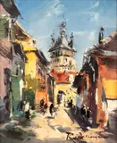 Radu Darânga, Amiază în Sighişoara, ulei pe carton