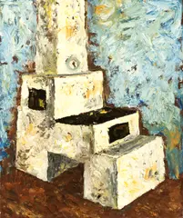 Mihai Sârbulescu, Interior țărănesc, 2016, ulei pe pânză