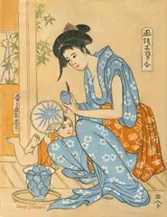 Eremia Profeta, Decojind prune (după o stampă de Utamaro), ulei pe pânză
