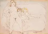 Jules Pascin, Family, акварел и туш върху хартия