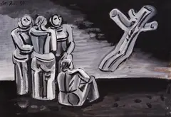 Separation by Atanas Yaranov, 1984, гваш и туш върху хартия, sold Dec 2025