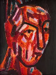 Self portrait by Genko Genkov, 2000, маслени бои върху платно, sold Dec 2025