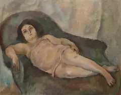 Jules Pascin, The model in the pink dress, 1925, масло и въглен върху платно