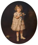 Nikola Mihaylov, Little Girl and Her Doll (Olga Mihaylova, the daughter of the artist), 1914, маслени бои върху платно