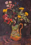 David Peretz, Jug with flowers, маслени бои върху платно