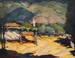 Nikola Tanev, Street in Karlovo, end of 1930's, маслени бои върху платно