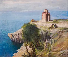 Kiril Mateev, Ohrid lake, 1940's, маслени бои върху платно