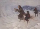 Dechko Mandov, Harsh winter, 1929, маслени бои върху платно каширано на картон