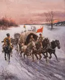 Konstantin Stoilov, Transporting gold to Siberia, маслени бои върху платно