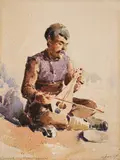 Peter Morozov, The blind fiddle player, 1929, акварел и молив върху хартия