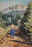 Boris Denev, The road to the mountain, 1960's, маслени бои върху картон