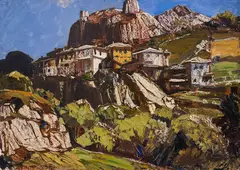 Danail Dechev, Around Pashmakli (Smolyan), 1940's, маслени бои върху шперплат