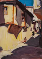 Nikola Tanev, Street in Plovdiv, 1929, маслени бои върху картон