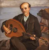Ivan Tabakov, The Ohrid musician, маслени бои върху платно