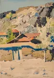 Jordan Geshev, Summer day in Lovech, 1929, акварел върху хартия