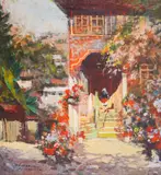 Vladimir Manski, Koprivshtitsa yard, 1940's, маслени бои върху платно