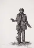 Georgi Chapkanov, Portrait of Radoy Ralin, литография и молив върху хартия