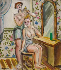 Rumen Gasharov, Toilette, маслени бои и колаж върху платно