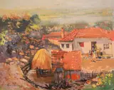 Vladimir Manski, Country yard, 1940's, маслени бои върху платно каширано върху картон