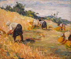 Dimo Nikolov, Threshing, 1948, маслени бои върху картон
