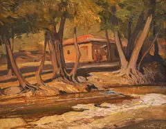 Dobri Dobrev, Landscape from Borov Dol, Sliven region, 1945, маслени бои върху шперплат