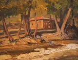Dobri Dobrev, Landscape from Borov Dol, Sliven region, 1945, маслени бои върху шперплат