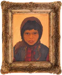 Dimo Nikolov, Portrait of girl, 1933, маслени бои върху платно каширано на картон