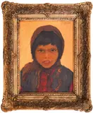 Dimo Nikolov, Portrait of girl, 1933, маслени бои върху платно каширано на картон